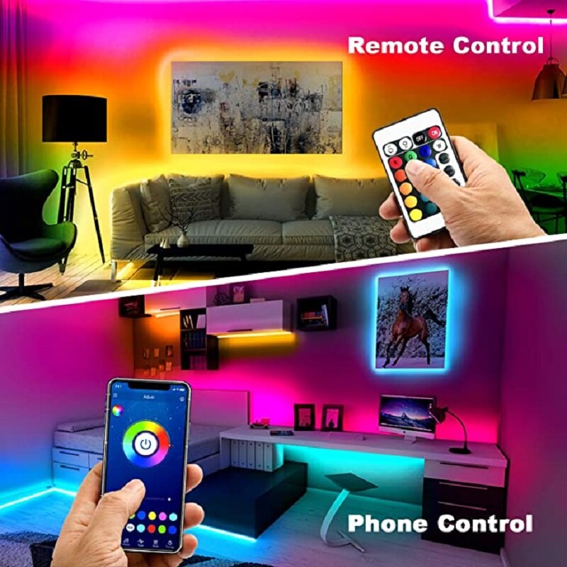أضواء شريط الألوان RGB LED لتزيين الغرفة ، إضاءة خلفية التلفزيون لعيد الميلاد ، بلوتوث ، تلفزيون ، 5050 ، 5 م ، 10 م ، 15 م ، 20 م ، 30 م
