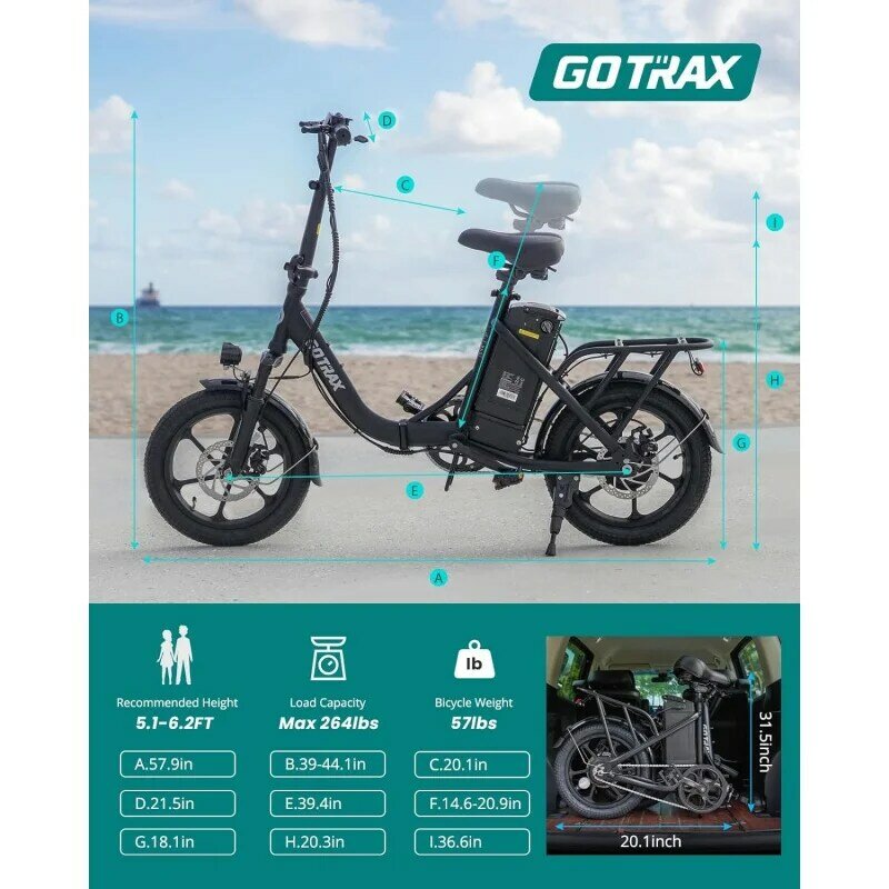 دراجة كهربائية قابلة للطي Gotrax-NEPHELE مع R ، مساعدة الدواسة والسرعة ، قوة mpph ، محرك W ، 16 "، نطاق 25 ميل كحد أقصى