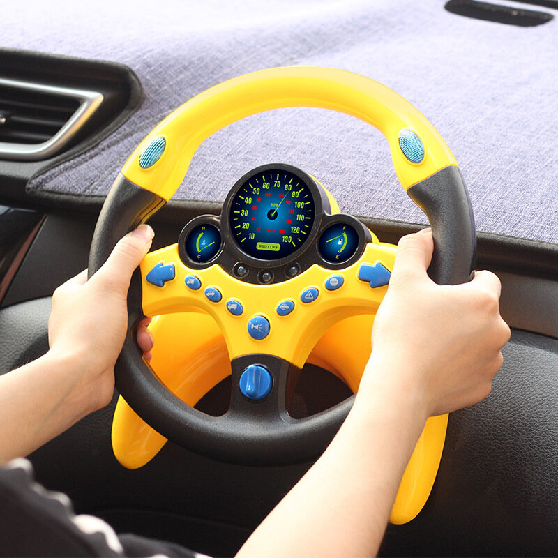لعبة عجلة قيادة تحاكي كهربائية مع صوت خفيف للأطفال عربة أطفال موسيقية تعليمية مع عجلة قيادة ألعاب صوتية