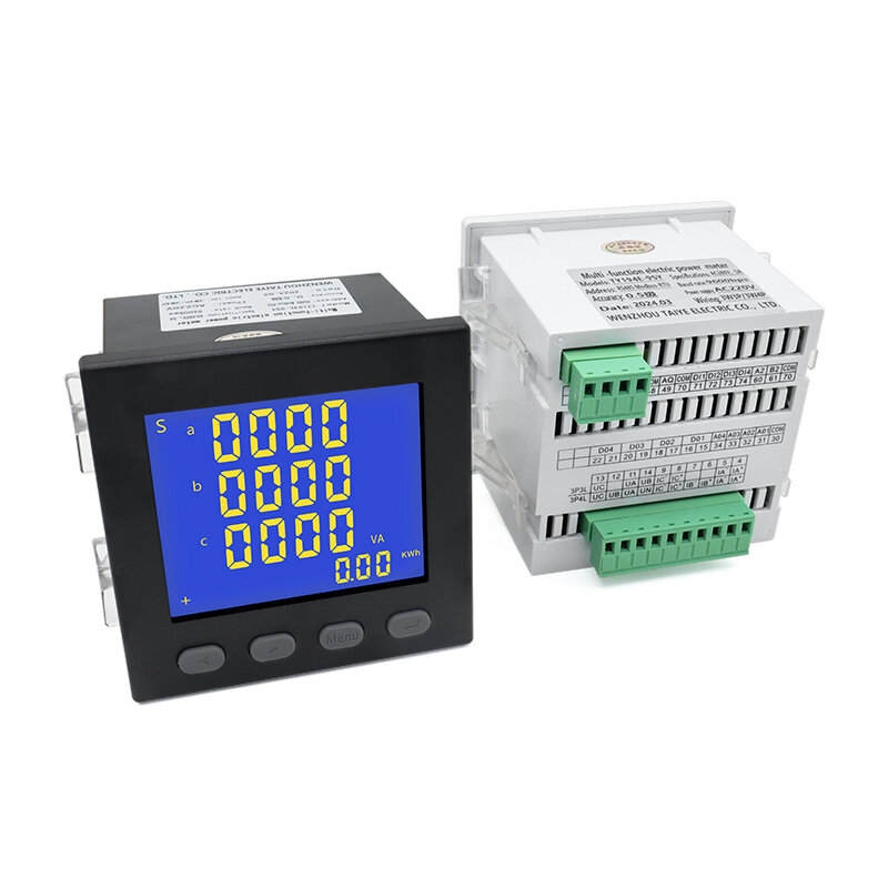 شاشة رقمية LCD مقياس واط ، مقياس طاقة بالساعة ، استهلاك الطاقة ، أسود أو أبيض ، هرتز ، V ، A ، KWH ، 3P3L ، 3 مراحل ، 4 أسلاك ، 1