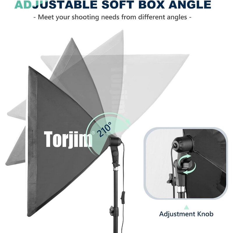 Torjim-Softbox طقم إضاءة للتصوير الفوتوغرافي ، استوديو صور احترافي ، 2x27x27 "صندوق ناعم ، 2X 85W-من من من من نوع K E26 LED
