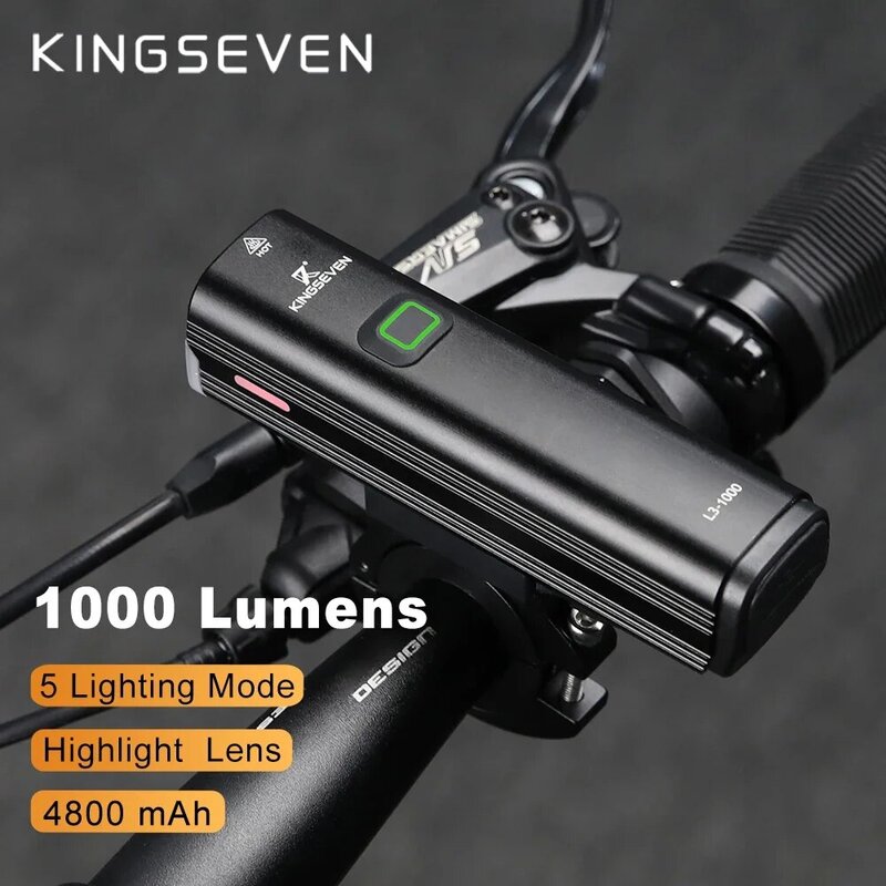 KINGSEVEN-مصابيح أمامية للدراجات ، مصباح يدوي مشمس ، باور بانك ، مون ، مقود ، مقاوم للماء ، دراجة MTB ، تسليط الضوء على الدراجات