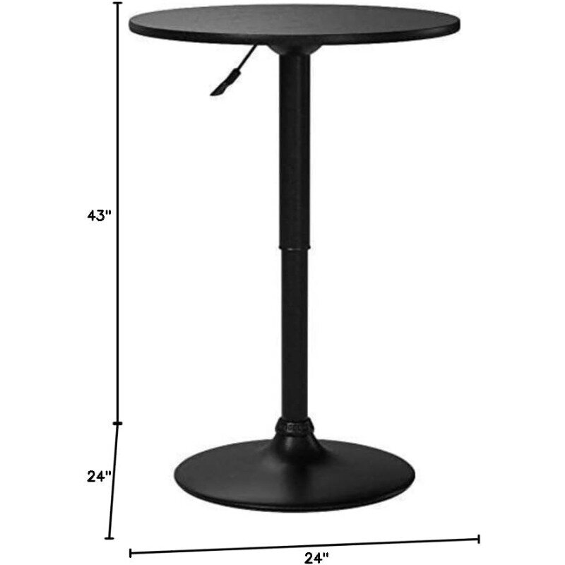 طاولة بار دوارة قابلة للتعديل ، طاولة بار ، تشطيب من الخشب الأسود ، قاعدة