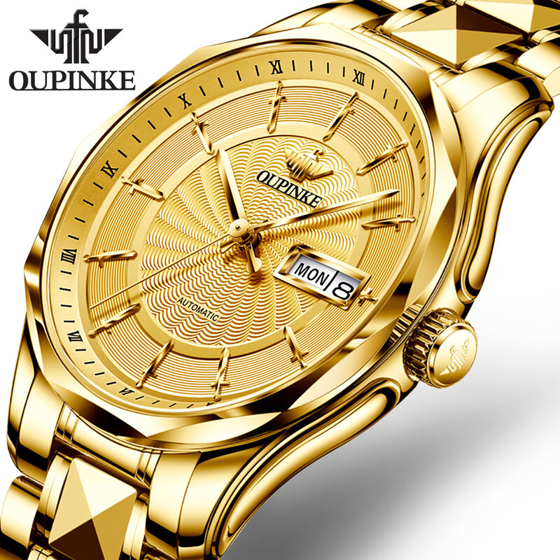 OUPINKE-ساعة ميكانيكية أوتوماتيكية للرجال والنساء ، ساعة يد ميكانيكية ، تقويم مزدوج ، ساعات فاخرة ، علامة تجارية سويسرية ، زوجين ،