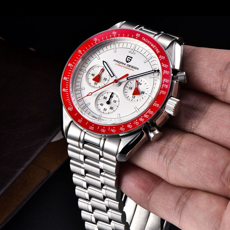 PAGANI تصميم AK مشروع ساعات رجالية كوارتز ساعة للرجال الأحمر الياقوت الحافة سرعة كرونوغراف التاريخ التلقائي ساعة مقاومة للماء