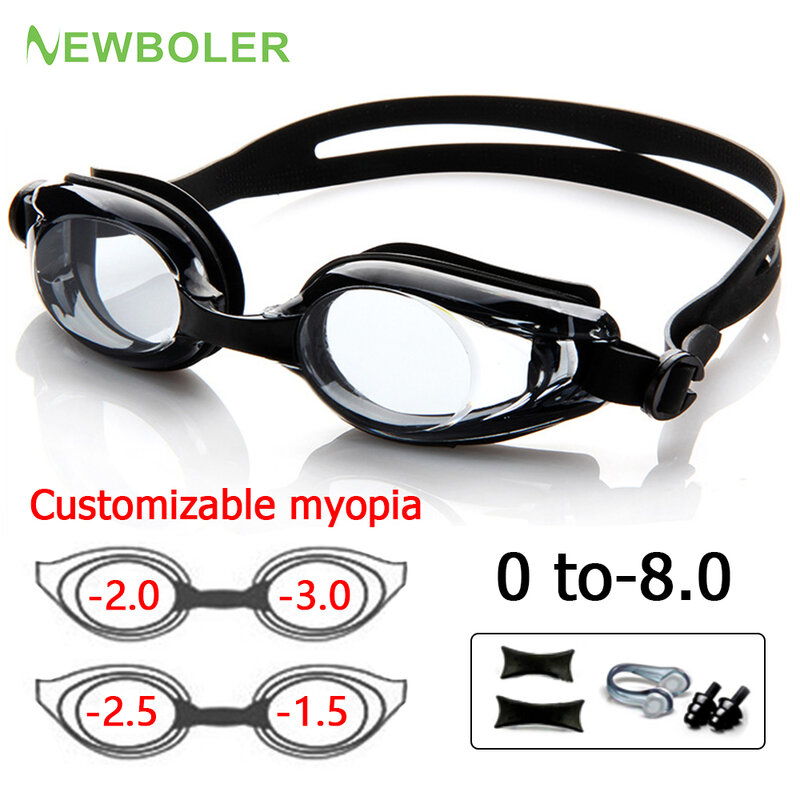 نظارات السباحة احترافية لقصر النظر مضادة للضباب فوق البنفسجية نظارات السباحة للرجال والنساء من السيليكون نظارات السباحة الرياضية قابلة للتخصيص