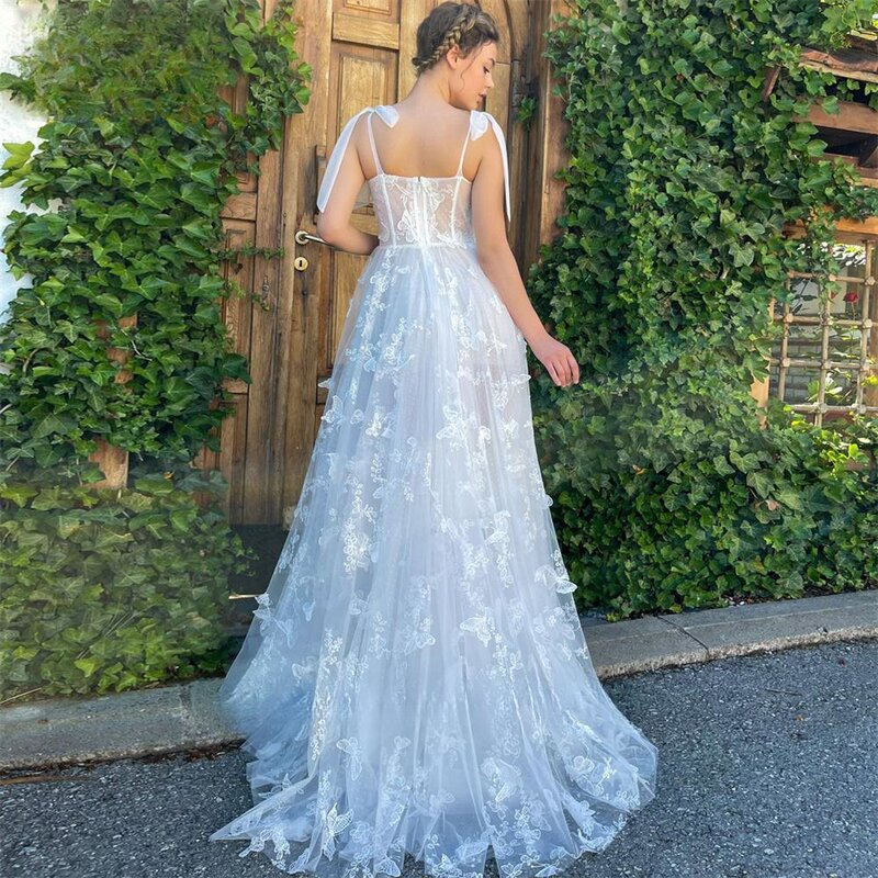 رشيقة السباغيتي الأشرطة فستان الزفاف ، يزين الكلاسيكية ، ثوب الزفاف ، الأزرق ألف خط ، رداء العروس طويلة