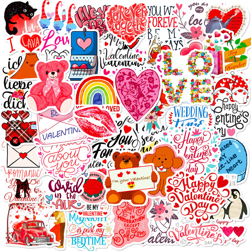 ملصقات جرافيتي رومانسية ليوم عيد الحب ، مناسبة لأجهزة الكمبيوتر المحمول ، الخوذات ، ديكور سطح المكتب ، ألعاب ذاتية الصنع ، 50 * *