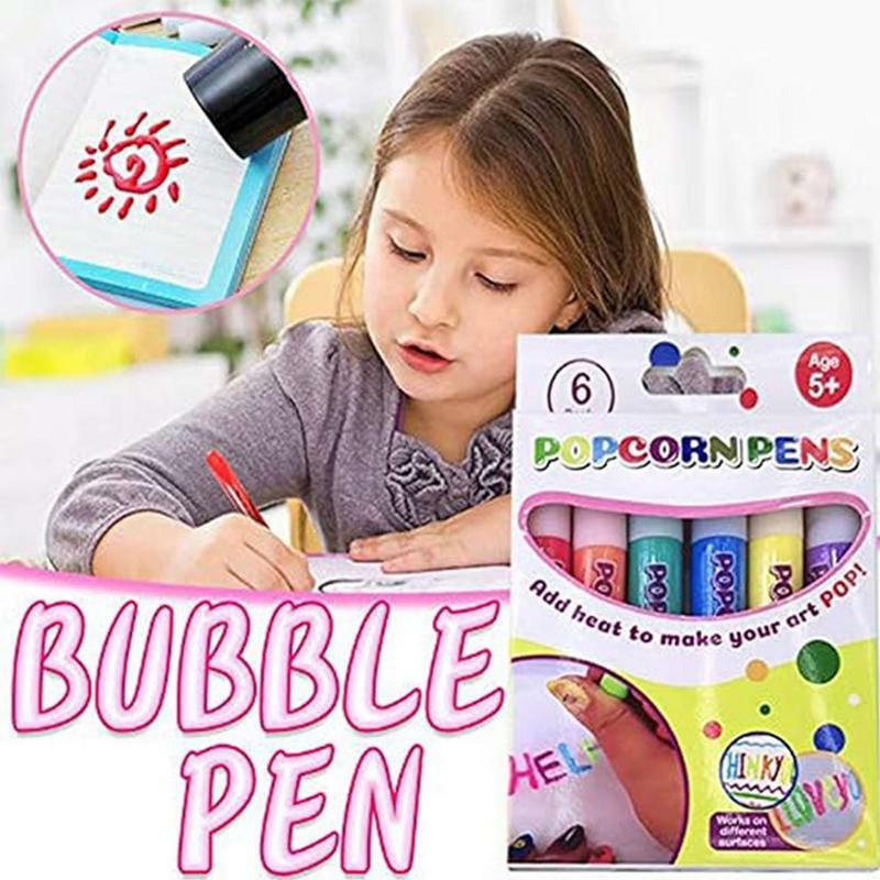 PopCornPens 3D المحمولة للأطفال ، PuffyPens الملونة ، PuffyPens 3D ، مجموعة الطلاء لهدايا الأعياد ، أقلام صانع الفقاعات للأطفال ، 6: