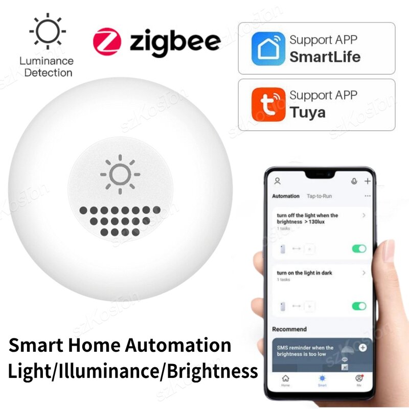 Tuya ZigBee مستشعر الضوء ، كاشف السطوع ، مستشعر الإضاءة ، التشغيل الآلي ، الربط ، المشهد ، العمل مع تطبيق الحياة الذكية