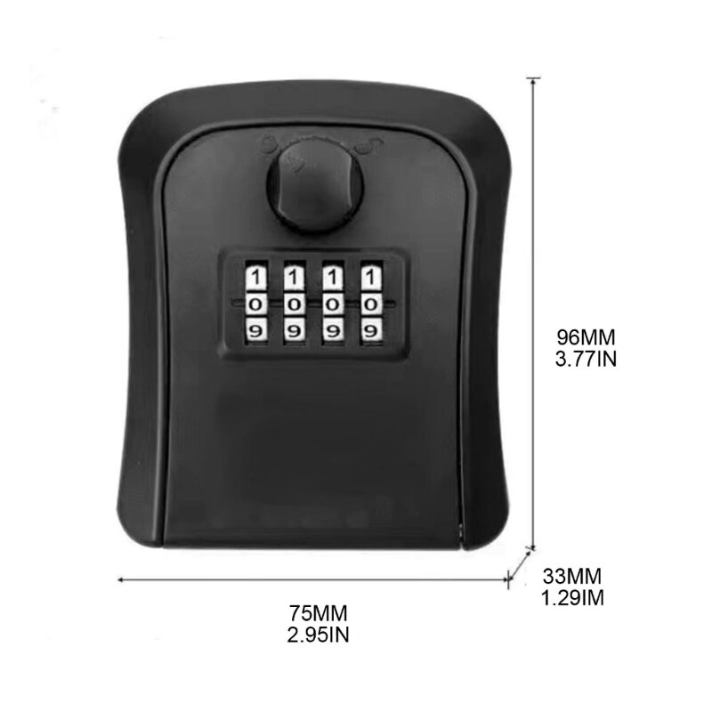 صندوق قفل مفتاح آمن مانع لتسرب الماء في الهواء الطلق مثبت على الحائط بأربع أرقام