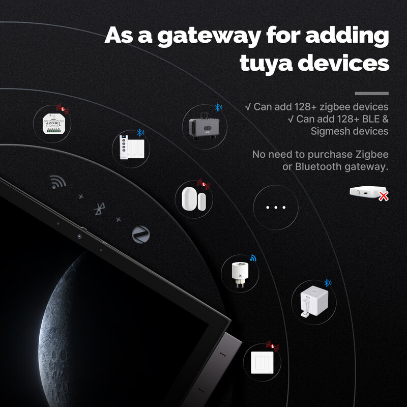 MOES-Tuya لوحة تحكم منزلية ذكية مزودة بتقنية البلوتوث ، شاشة تعمل باللمس بحد أقصى 10.1 بوصة ، بوابة زيجبي ، نظام اتصال داخلي مدمج ، متوافق