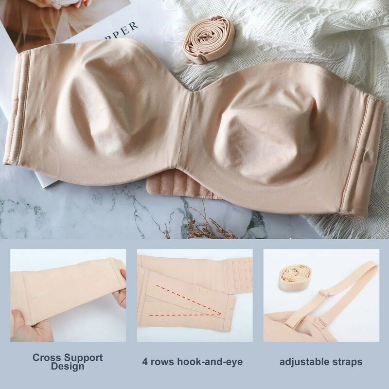 FallSweet-حمالات صدر بدون حمالات صدر للنساء ، حمالة صدر غير مبطنة مانعة للإنزلاق ، ملابس داخلية رفع غير مرئية ، دعامة مقاسات كبيرة