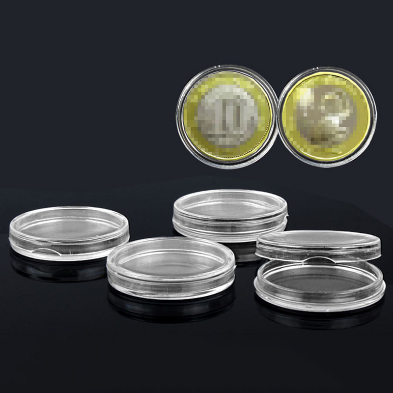 صندوق تخزين العملات المعدنية الشفاف ، حجم صغير ، استخدام التجميع ، 28 ، 50
