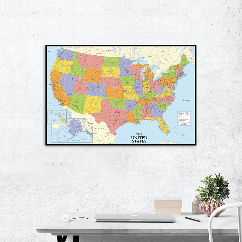 70*50cm The United State Map Wall Art Poster Unframed Print Living Room Bedroom Decoration Office School Teaching Supplies