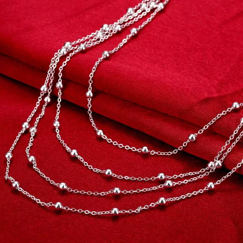 925Hot بيع اللون الفضة مطلي اللون سلسلة الخرز سوار قلادة سحر المرأة مجوهرات الزفاف مجموعة جميلة عيد الميلاد هدية