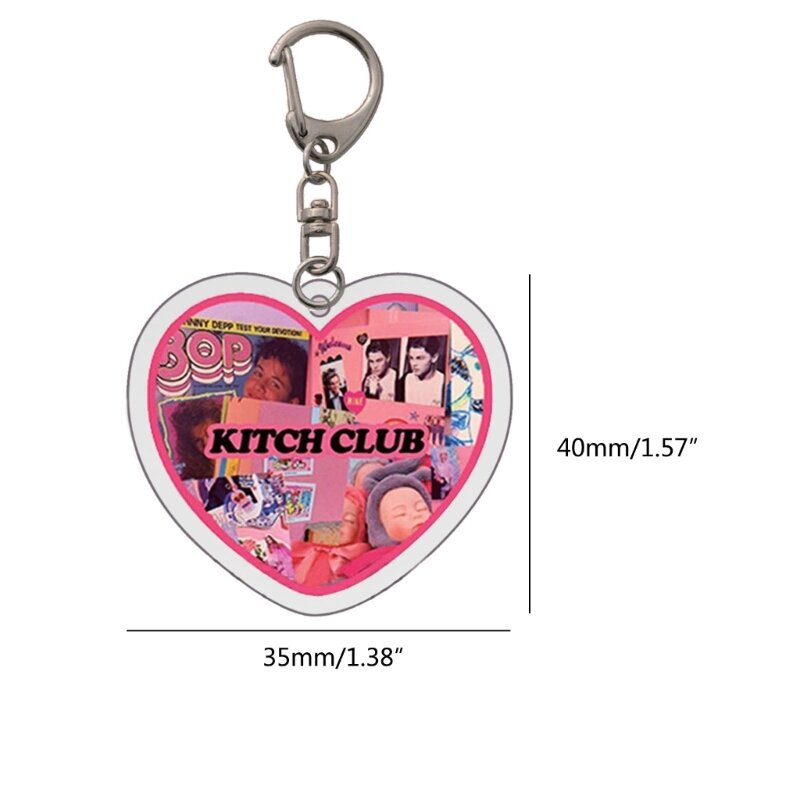 شكل قلب أقراص المفاتيح الحلي مع ثقب لعيد الحب Y2K زخرفة 124A