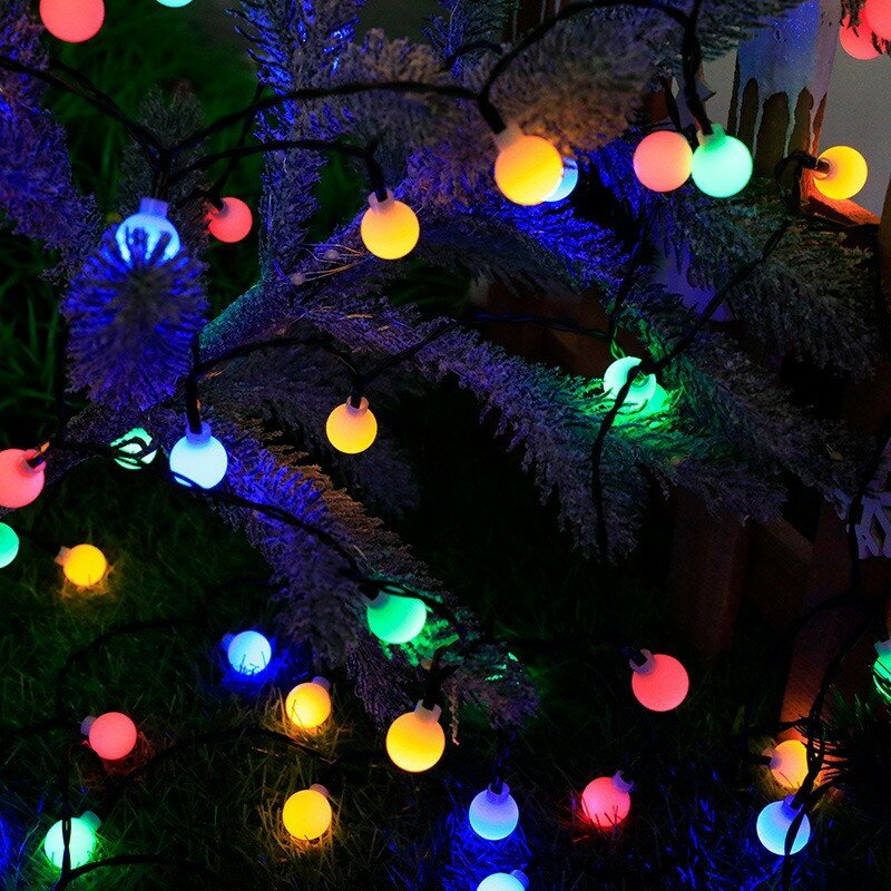 LED كرة مستديرة ضوء ملون ، فناء خارجي للطاقة الشمسية ، عيد الميلاد ضوء الزخرفية ، جو الكرة البيضاء الصغيرة ، ضوء سلسلة