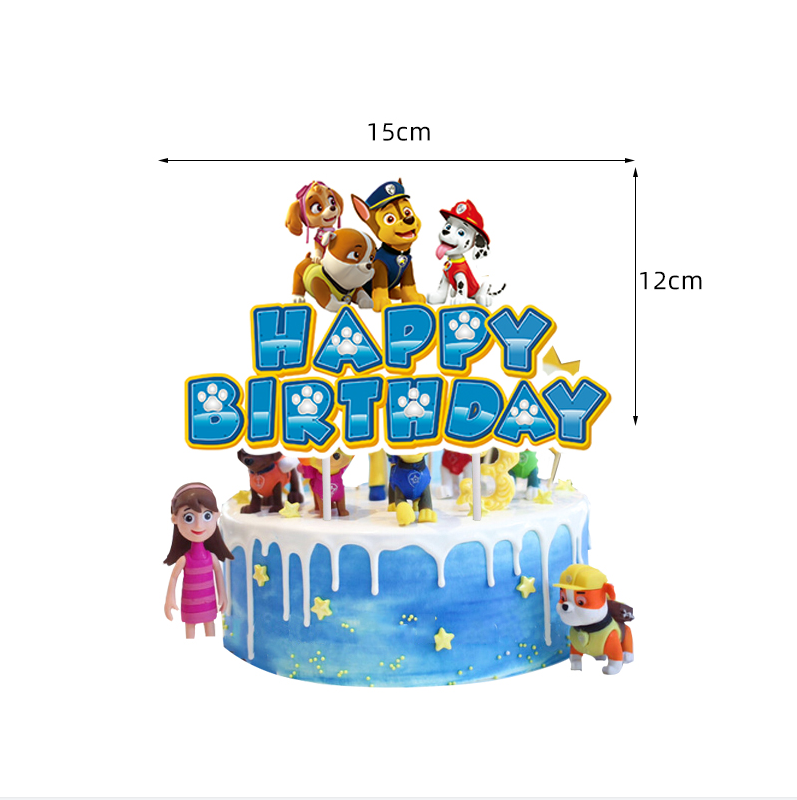 باو باترول حفلة عيد ميلاد الديكور البلاستيك القش لوحة منديل ملصقات الكرتون الكلب بالونات كعكة توبر الديكورات لوازم الحدث