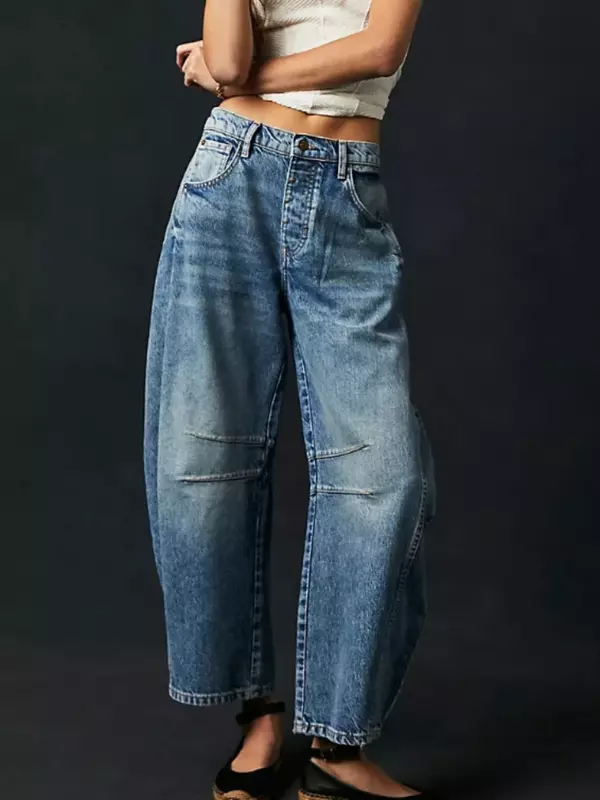 جينز نسائي عتيق واسع الساق ، بنطلون فضفاض ، بنطلون جينز فضفاض مستقيم ، جينز غير رسمي مغسول ، ملابس الشارع هاراجاكي ، موضة جديدة ، Y2K ، 24