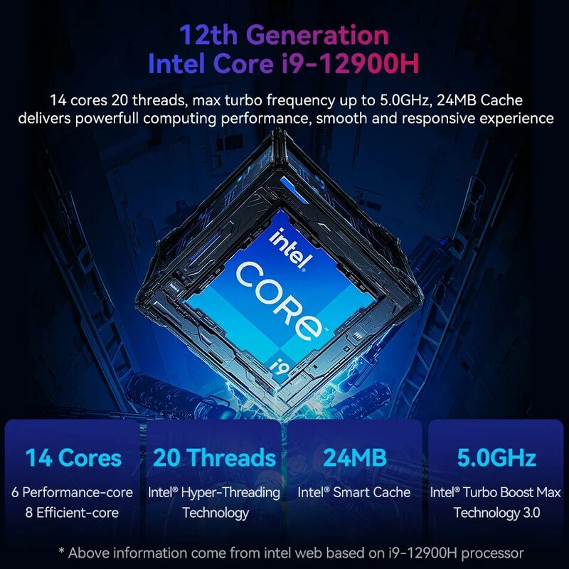 كمبيوتر ألعاب صغير Intel Intel, 13900HK, 14 Cores, 20 thread, NVIDIA RTX3050, 8GB GPU, 16GB, 32GB, dddr4, 1 208, M.2, NVME, SSD, ويندوز 10 و 11