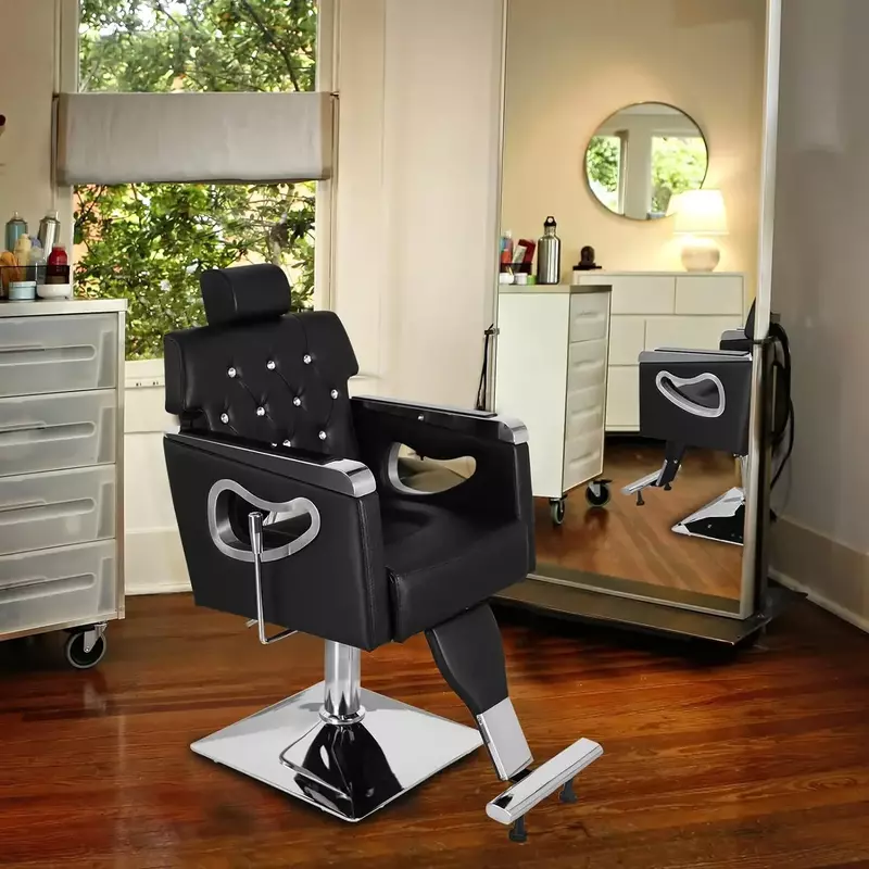 كرسي حلاقة مستلق للخدمة الشاقة ، كرسي صالون تصفيف مع مسند رأس ومسند للقدمين ، دوار ° ، ارتفاع قابل للتعديل ، مناسب لـ Ha