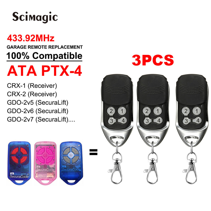 3 قطع ل ATA PTX4 Securacode PTX-4 PTX4 التحكم عن بعد المرآب التحكم في الباب فتحت أمر استبدال الارسال