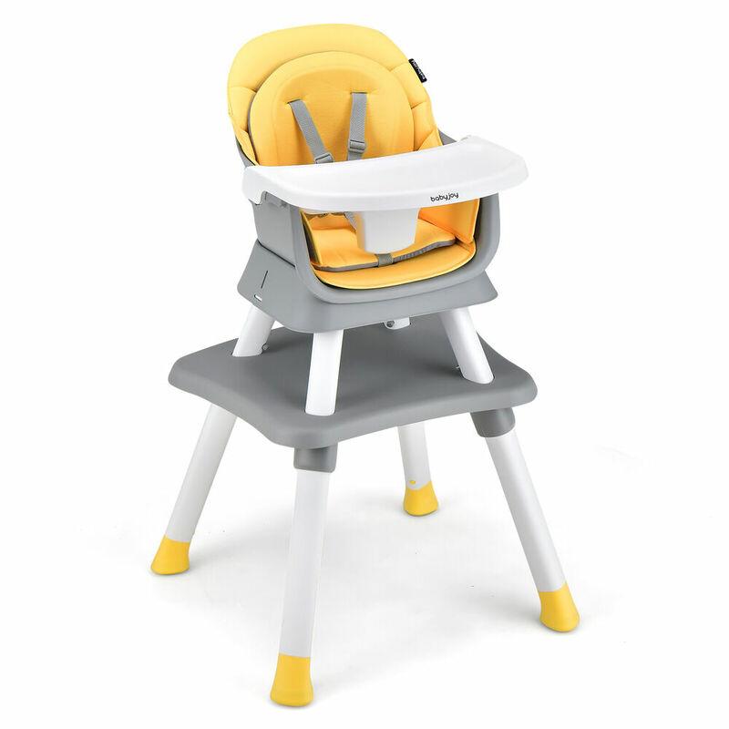 Babyjoy 6-in-1 طفل عالية كرسي للتحويل الطعام الداعم مقعد ث/صينية قابلة للإزالة الأصفر