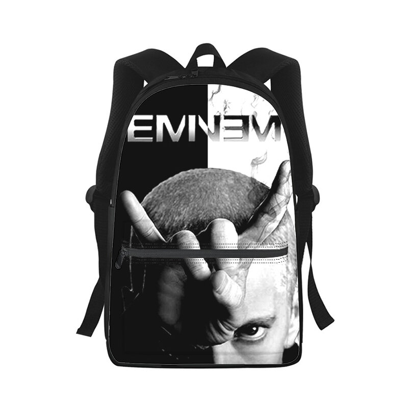 Eminem-حقيبة ظهر ثلاثية الأبعاد للرجال والنساء ، حقيبة مدرسية للطلاب ، حقيبة كمبيوتر محمول ، حقيبة كتف ، سفر ، أطفال ، موضة