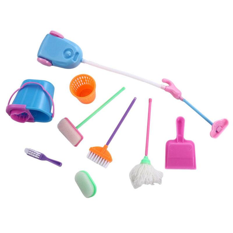 أدوات تنظيف منزلية مصغرة ، لعبة التظاهر الصغيرة ، ألعاب الأثاث البلاستيكية ، أدوات الغسيل ، الملحقات المصغرة