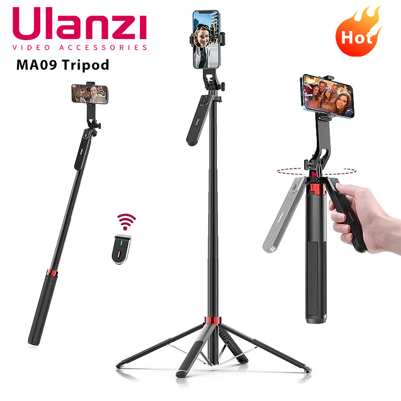 Ulanzi Selfie عصا ترايبود ، جهاز التحكم عن بعد ، حامل رأس الكرة بانورامية ، آيفون 11 ، 12 ، 13 ، 14 ، 15 برو ماكس ، MA09 ، 1.8 متر