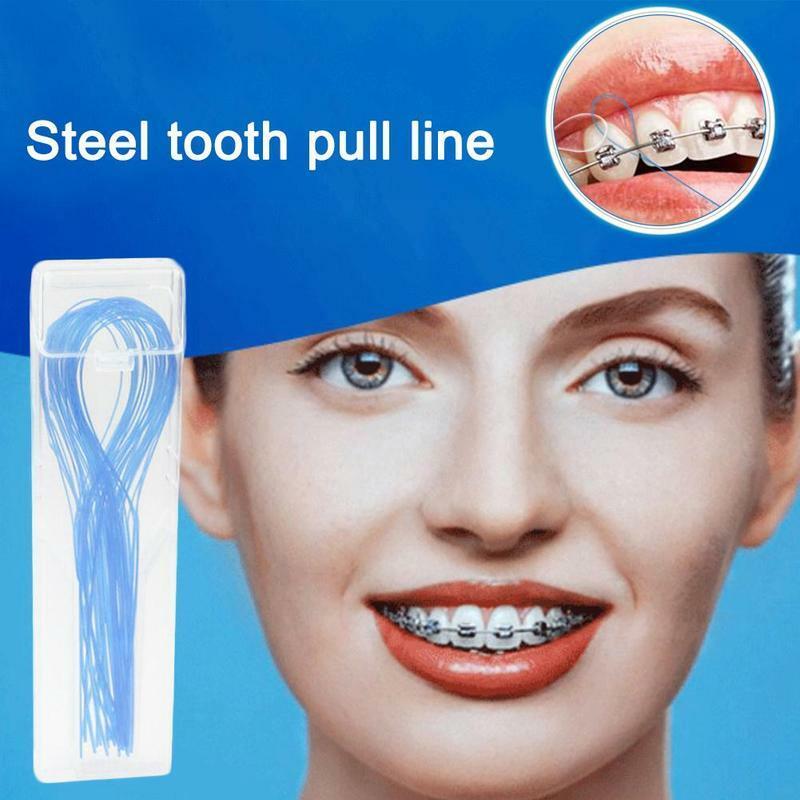 35 عدد خيط تنظيف الأسنان لحامل تقويم الأسنان يعمل مع الأقواس الجسور يزرع مع صندوق تخزين O6H2