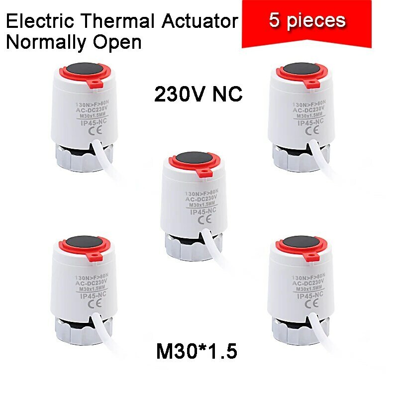 5 قطع 230 فولت عادة مغلقة NC M30 * 1.5 مللي متر الكهربائية الحرارية المحرك ل تحت البلاط التدفئة TRV ترموستاتي المبرد-صمام