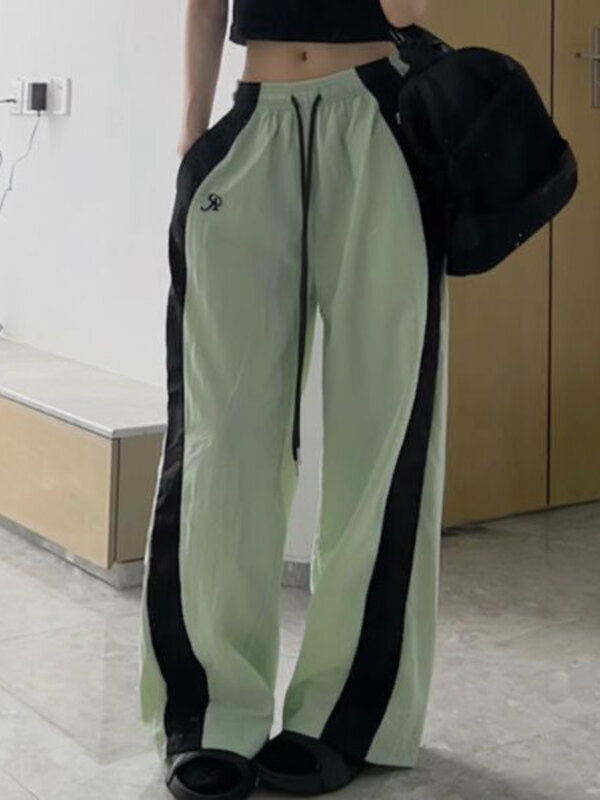 هوتشو-بنطال مظلة نسائي ، ساق واسعة ، طراز هيب هوب ، بنطال وردي ، جمالي فضفاض ، ملابس الشارع الكورية ، كاجوال ، كبير الحجم ، Y2k