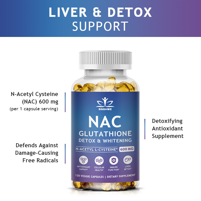 كبسولات NAC N-Acetyl Cysteine ، المناعة ، صحة الجهاز التنفسي ، مكملات الجلوتاثيون المضادة للأكسدة ، غير المعدلة وراثيا ، غير خالية