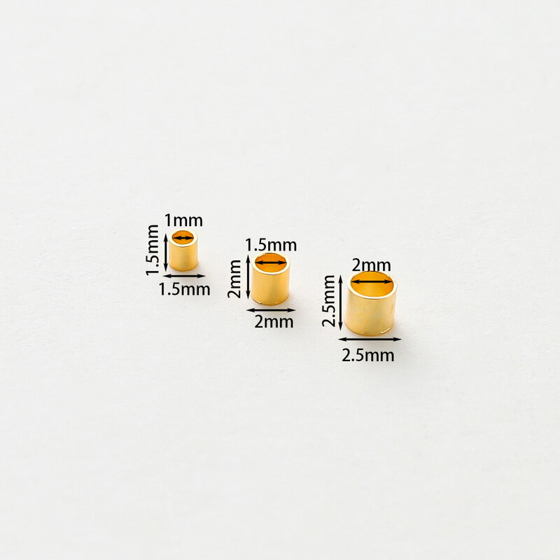 100 قطعة/الوحدة 1.5/2/2.5 مللي متر لتحديد المواقع أنابيب النحاس 14K/18K مطلية بالذهب تجعيد الخرز اكسسوارات لصنع المجوهرات النتائج لوازم