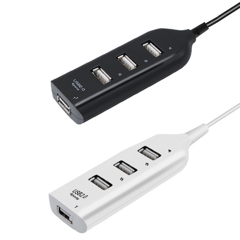عالية السرعة USB Hub 4 ميناء USB 2.0 مع كابل USB صغير الفاصل محور استخدام محول الطاقة مقبس متعدد لأجهزة الكمبيوتر المحمول الدفتري