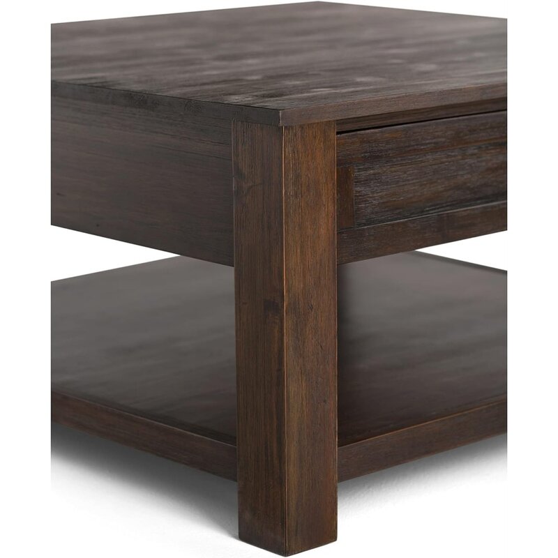 طاولة قهوة بني من خشب السنط ، طاولات بنية اللون ، طاولة ريفية بالفحم المنكوب ، مركز الطاولة ، أثاث الصالون ، 38 في ، مربع واسع