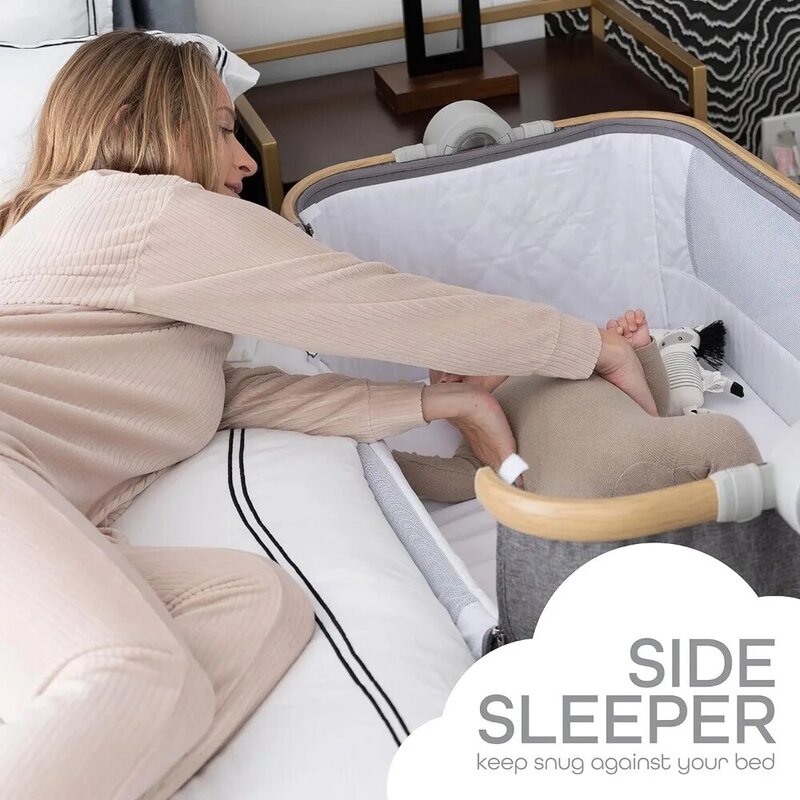 سرير أطفال KoolerThings ، سرير للنوم بجانب الطفل ، سرير محمول سهل الطي مع سلة تخزين لحديثي الولادة