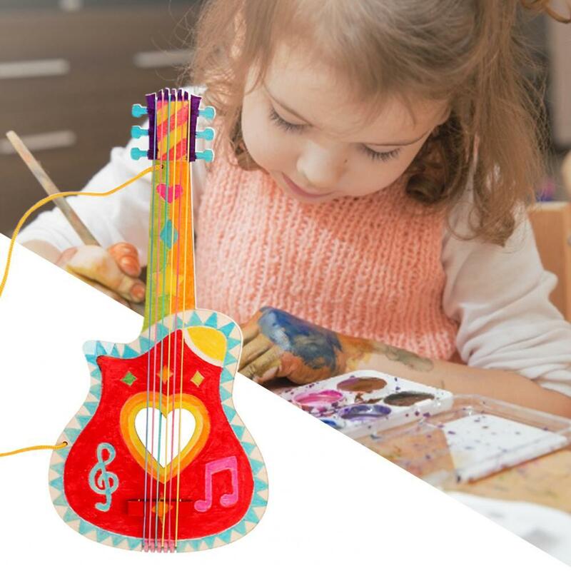 للأطفال DIY بها بنفسك خشبية اليدوية للطفل الإبداعية الغيتار المواد زينة الغيتار المواد للأطفال
