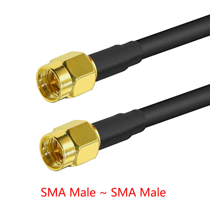 SMA ذكر إلى SMA أنثى RG58 50ohm كابل محوري تمديد موصل RPSMA التوصيل جاك الزاوية اليمنى تجعيد النحاس RF