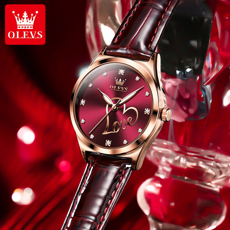 ساعة يد كوارتز بحزام جلدي رفيع جدًا من OLEVS للنساء ، مقاومة للماء ، مضيئة ، ساعة للسيدات ، ساعات نسائية ، رائعة ، أزياء فاخرة