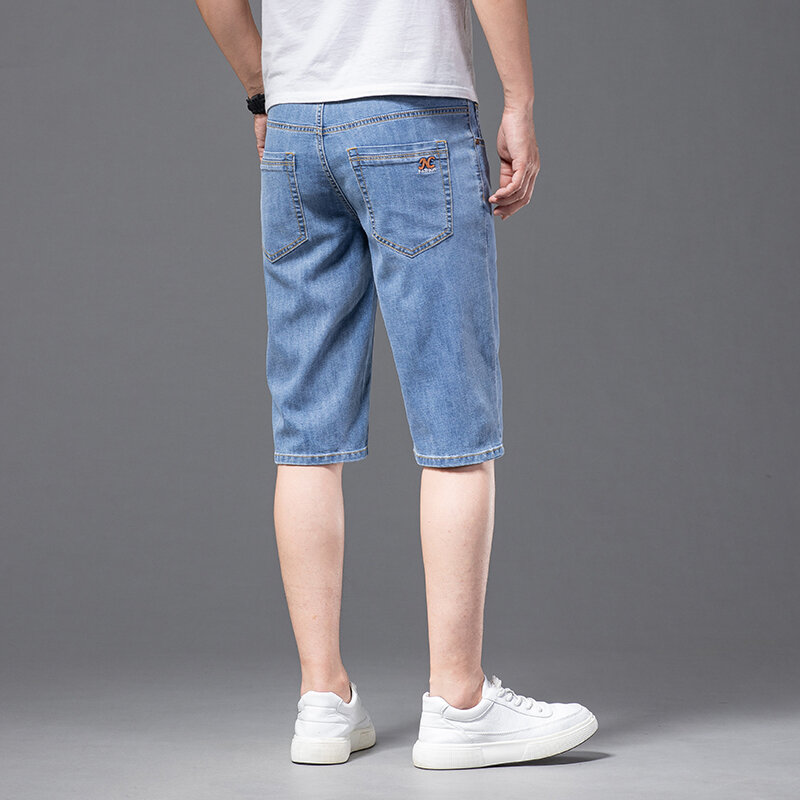 Summer Smoke Gray Men's Thin Short Jeans Classic Style Fashionable and Casual Stretch Fabrics Slim Fit Denim Shorts Male
