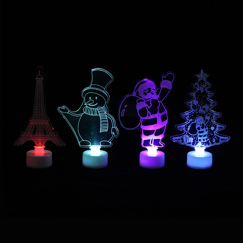 الملونة ثلاثية الأبعاد الاكريليك مصباح طاولة LED ، ضوء الليل للأطفال ، مصباح السرير رومانسية ، ديكور حفلة عيد الميلاد ، عيد الحب ، المنزل