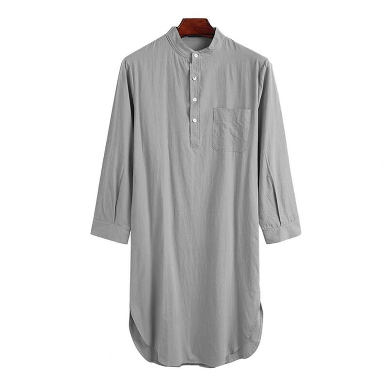 قميص بيجامة رجالي كم طويل ثوب النوم زر تصميم قميص الذكور