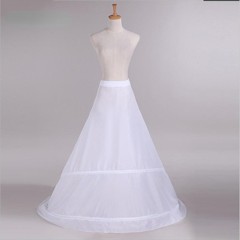موضة جديدة اكسسوارات الزفاف تنورات مع قطار أبيض 2 الأطواق تنورة كرينولين لفساتين العروس في الأوراق المالية غير محددة