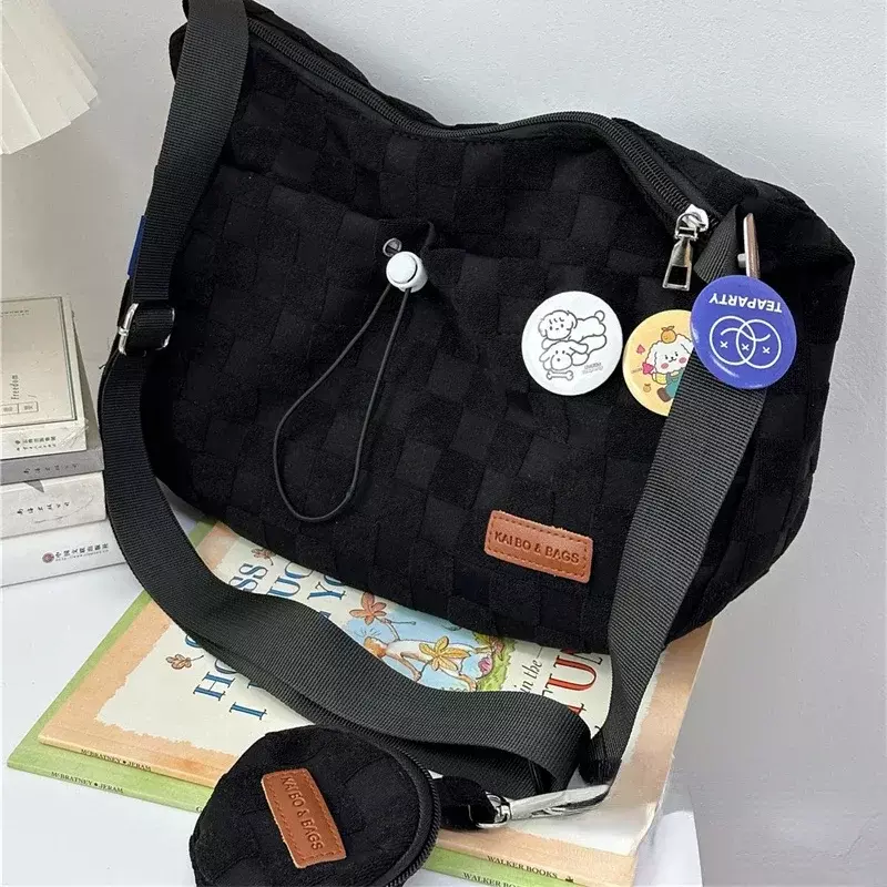 Xiuya Harajuku كلية نمط حقيبة كروسبودي بلون منقوشة طباعة سعة كبيرة حقيبة الكتف جديد لطيف مصمم حقيبة يد الموضة