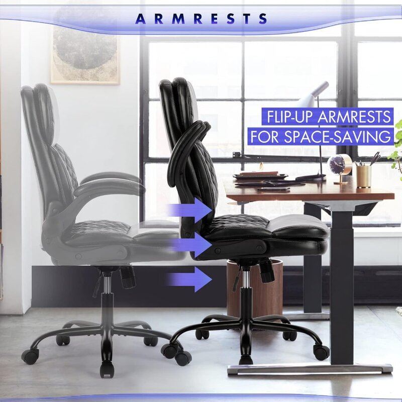 كرسي مكتب منزلي مريح كولامي ، كرسي كمبيوتر تنفيذي ، ذراع مبطن بالوجه ، ارتفاع قابل للتعديل وإمالة