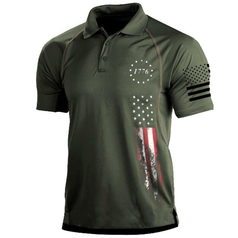 1776 يوم الاستقلال العسكرية بولو قميص الرجال تي شيرت العلم الأمريكي قصيرة الأكمام ملابس رجالية بلايز في الهواء الطلق الرجال جولف بولو قميص
