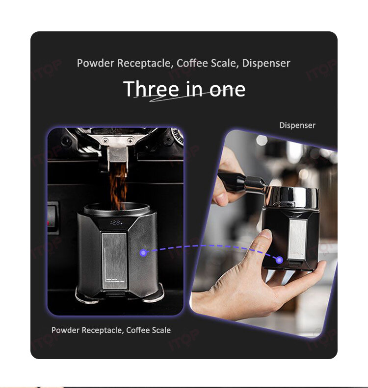 أوزان مسحوق القهوة كوب ، وعاء مسحوق ، مقياس إلكتروني ، أداة القهوة